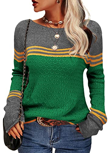 Cooler gestreifter Damen-Strickpullover