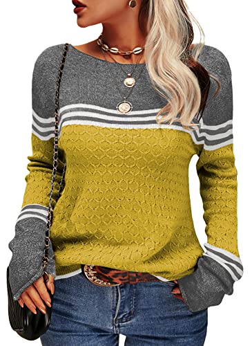 Cooler gestreifter Damen-Strickpullover