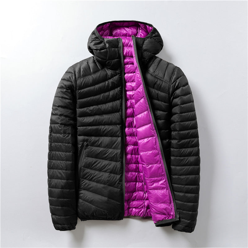 ModeGeist | Leichte Daunenjacke mit Kontrastfutter Polyester Warm und Praktisch