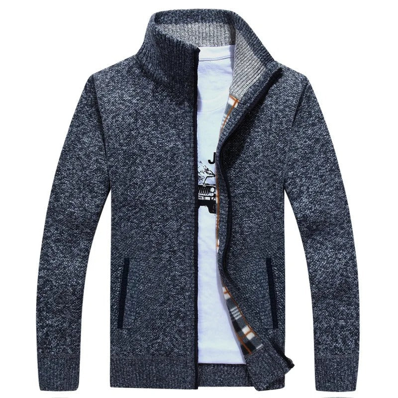 ModeGeist | Strickjacke mit Karofutter Wollmischung Warm und Stilvoll