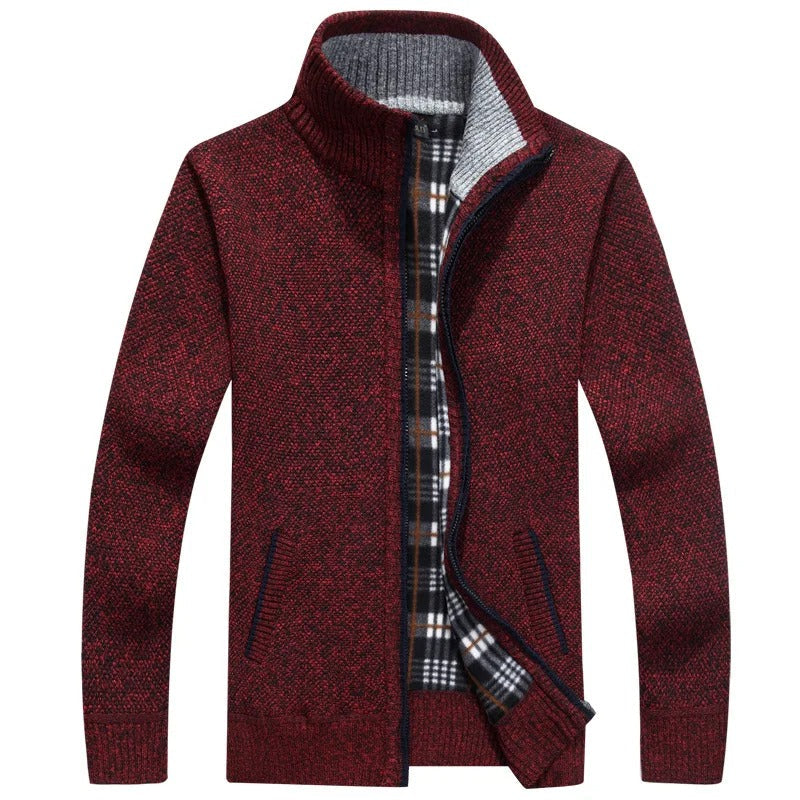 ModeGeist | Strickjacke mit Karofutter Wollmischung Warm und Stilvoll