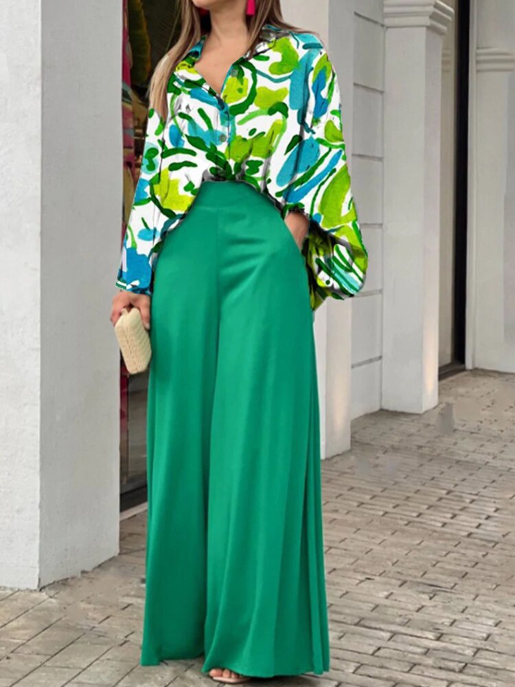 Eleganter Avelena Damen-Zweiteiler mit luxuriösem Druck