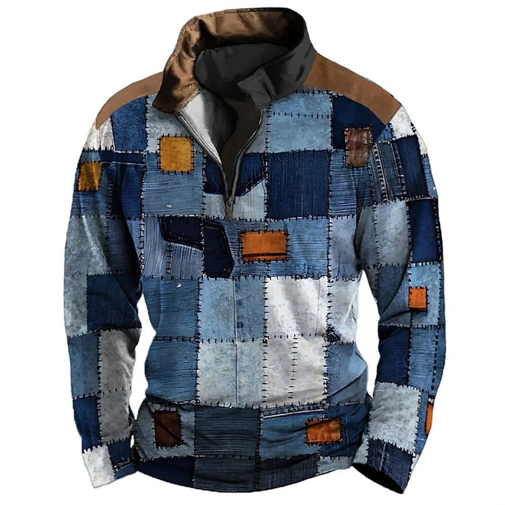 ModeGeist | Patchwork-design-jacke mit Reißverschluss Baumwolle Einzigartig und Mutig