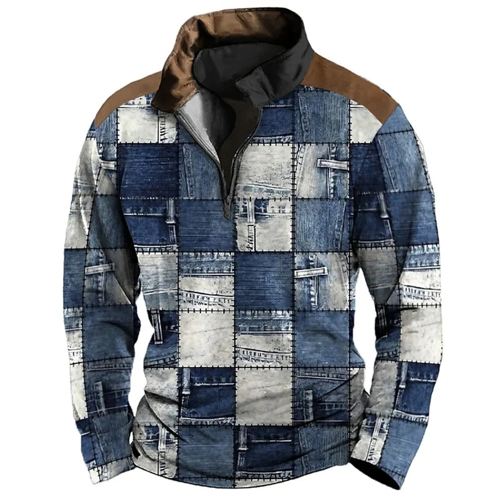 ModeGeist | Patchwork-design-jacke mit Reißverschluss Baumwolle Einzigartig und Mutig