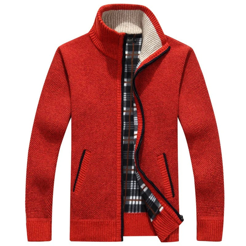 ModeGeist | Strickjacke mit Karofutter Wollmischung Warm und Stilvoll