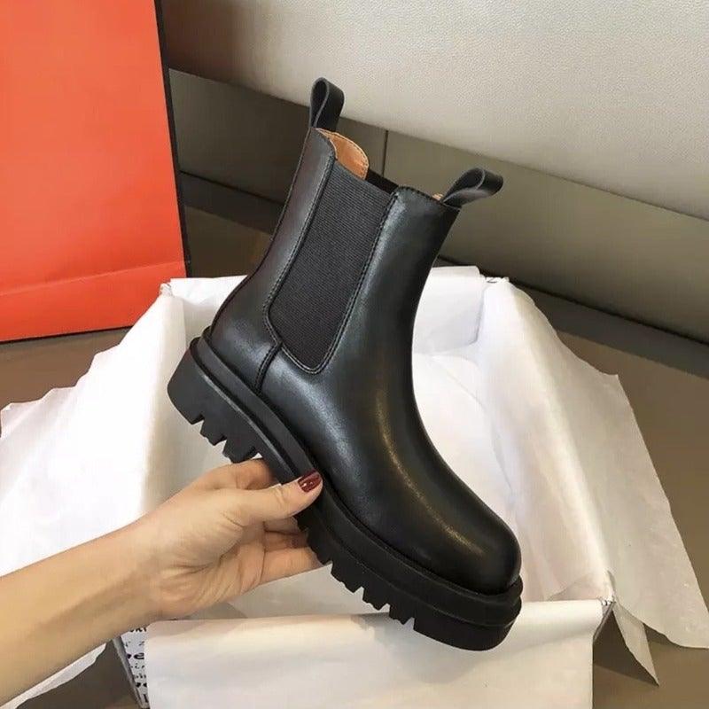 MODEGEIST Damen Klassische Stiefel Mittelhoher Schaft Robuste Sohle
