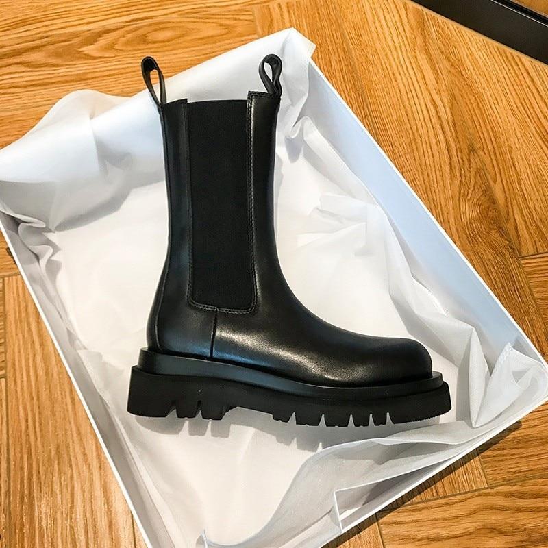 MODEGEIST Damen Klassische Stiefel Mittelhoher Schaft Robuste Sohle