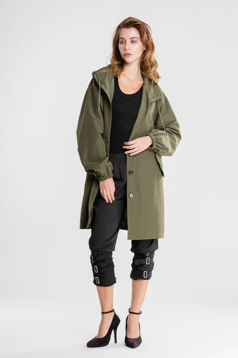Damen Regenmantel Theresa: Langer Mantel mit Kapuze