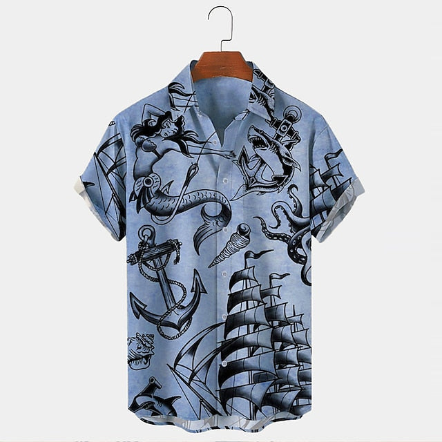 Stanislaw Sommer-Ankerhemd für Herren im Vintage-Stil