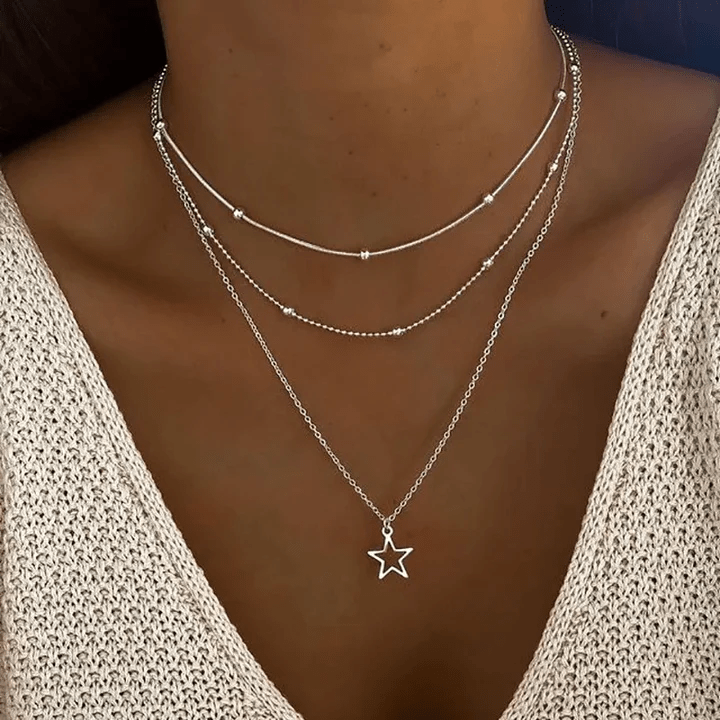 MODEGEIST Damen Vintage Stern-Anhänger Zeitloses Design Schmuck