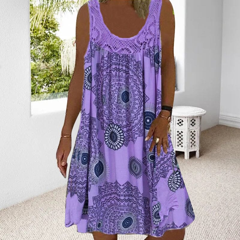 MODEGEIST Damen Sommerkleid Ärmellos Leicht Viskose Midi-Kleid