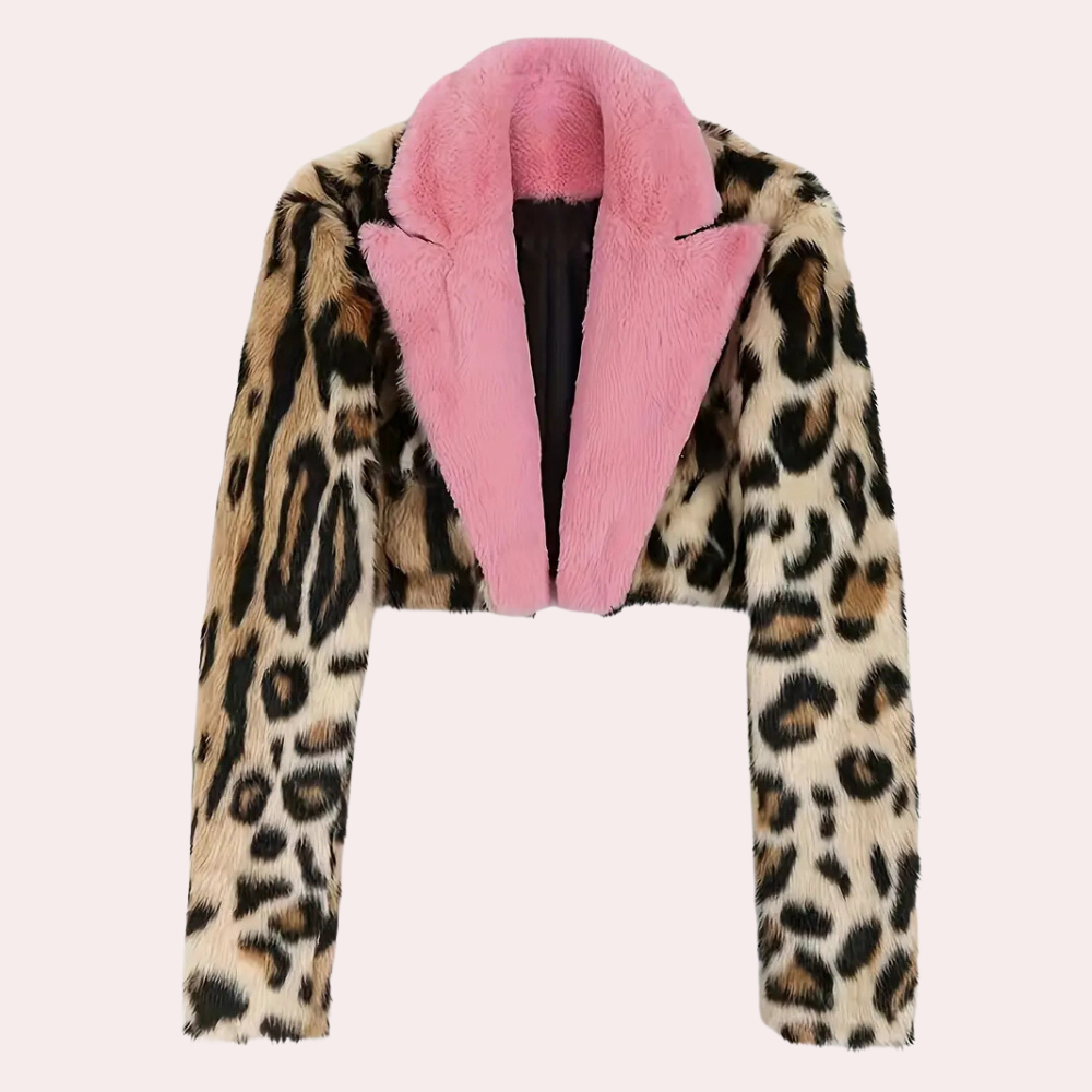 ModeGeist | Winter Pelzmantel mit Leopardenmuster für Damen