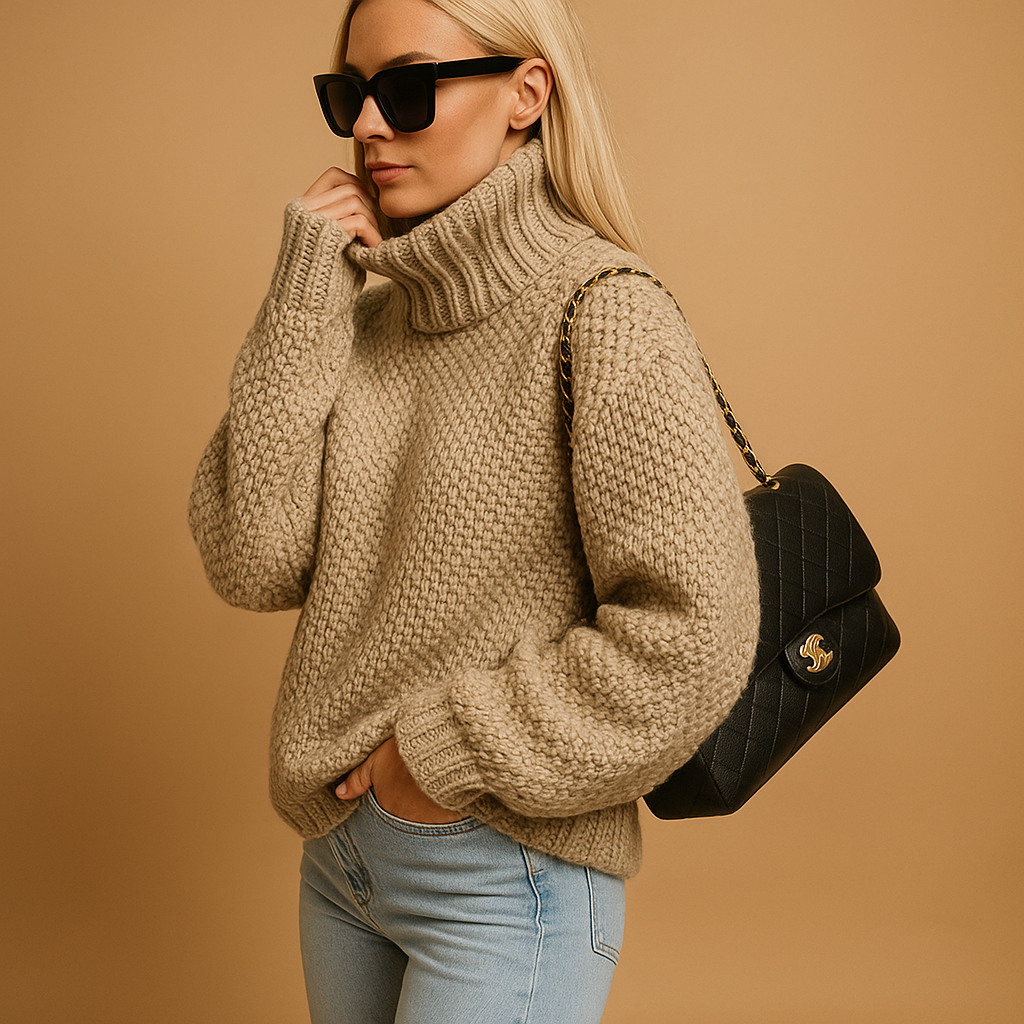 ModeGeist | Eleganten Strick Damen Rollkragenpullover