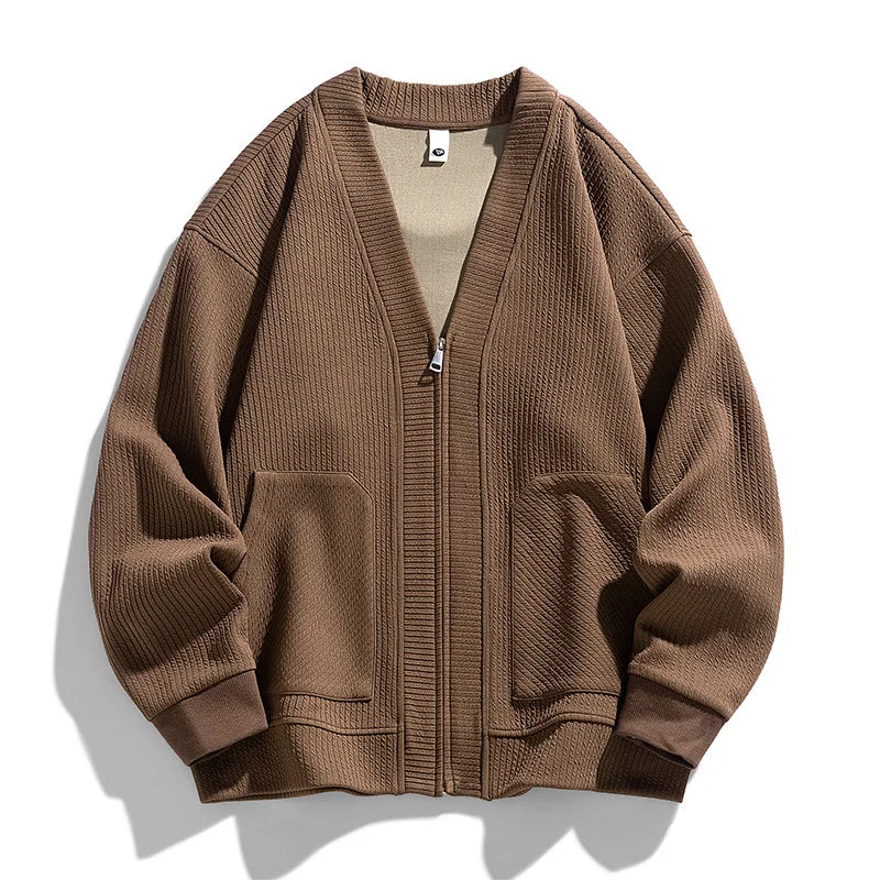 Herren-Zopfmusterjacke mit Reißverschluss - Adrianus