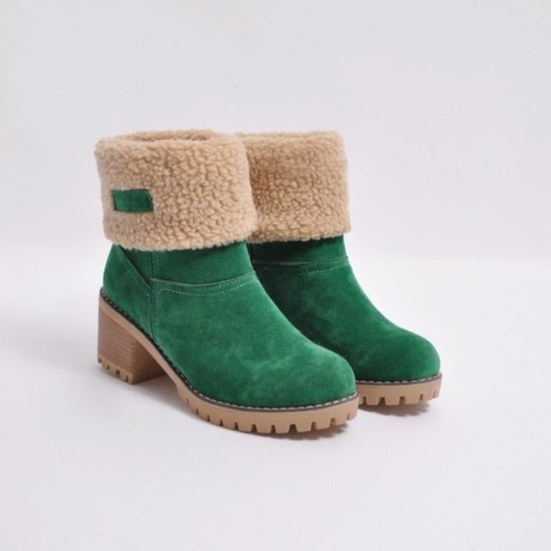 ModeGeist | Warme Teddy Damen Stiefeletten mit Absatz
