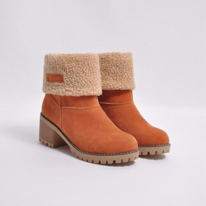 ModeGeist | Warme Teddy Damen Stiefeletten mit Absatz