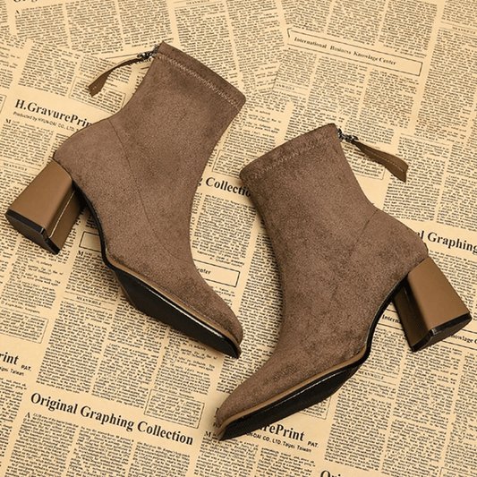 MODEGEIST Damen Ankle-Boots Reißverschluss robuste Sohle