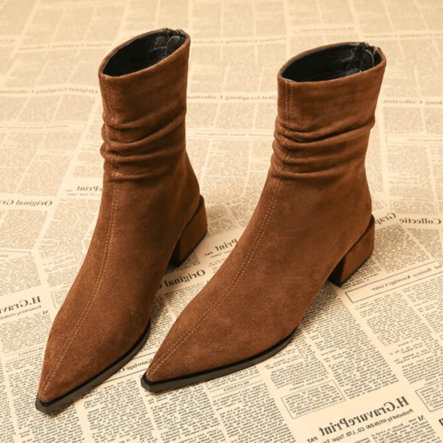 MODEGEIST Damen Ankle Boots Blockabsatz Schwarz
