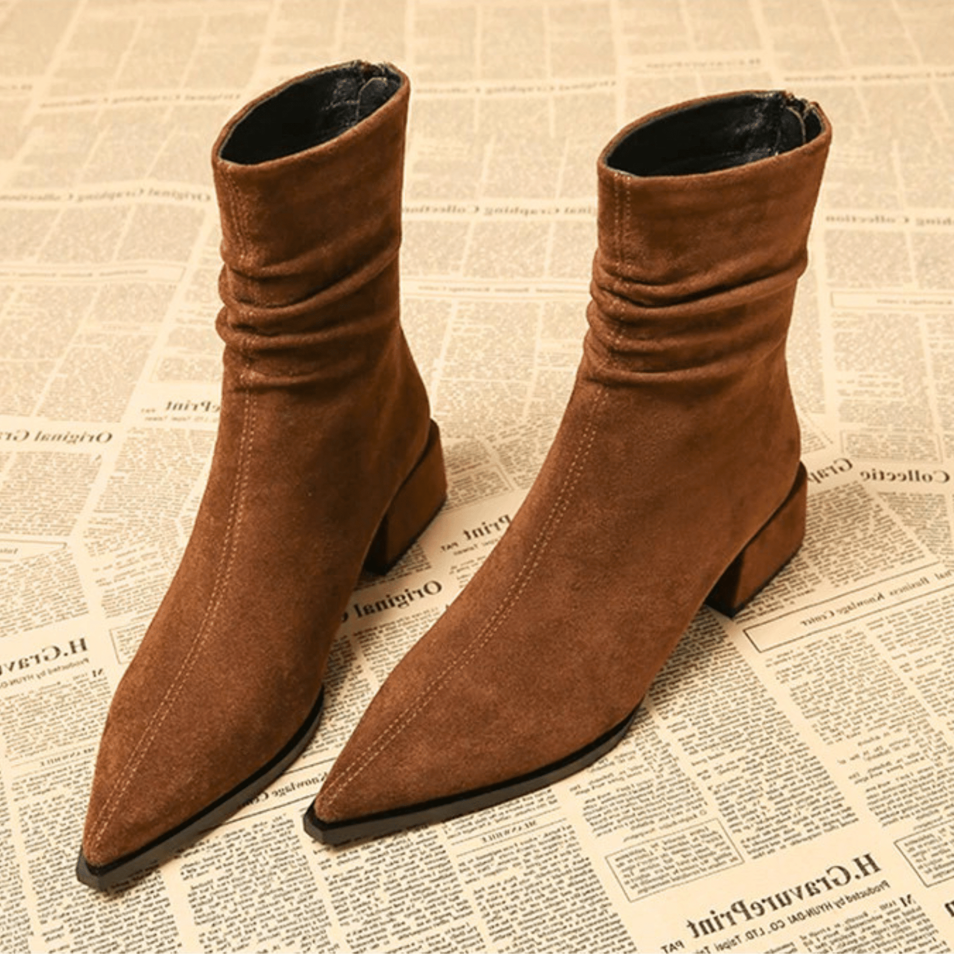 MODEGEIST Damen Ankle Boots Blockabsatz Schwarz