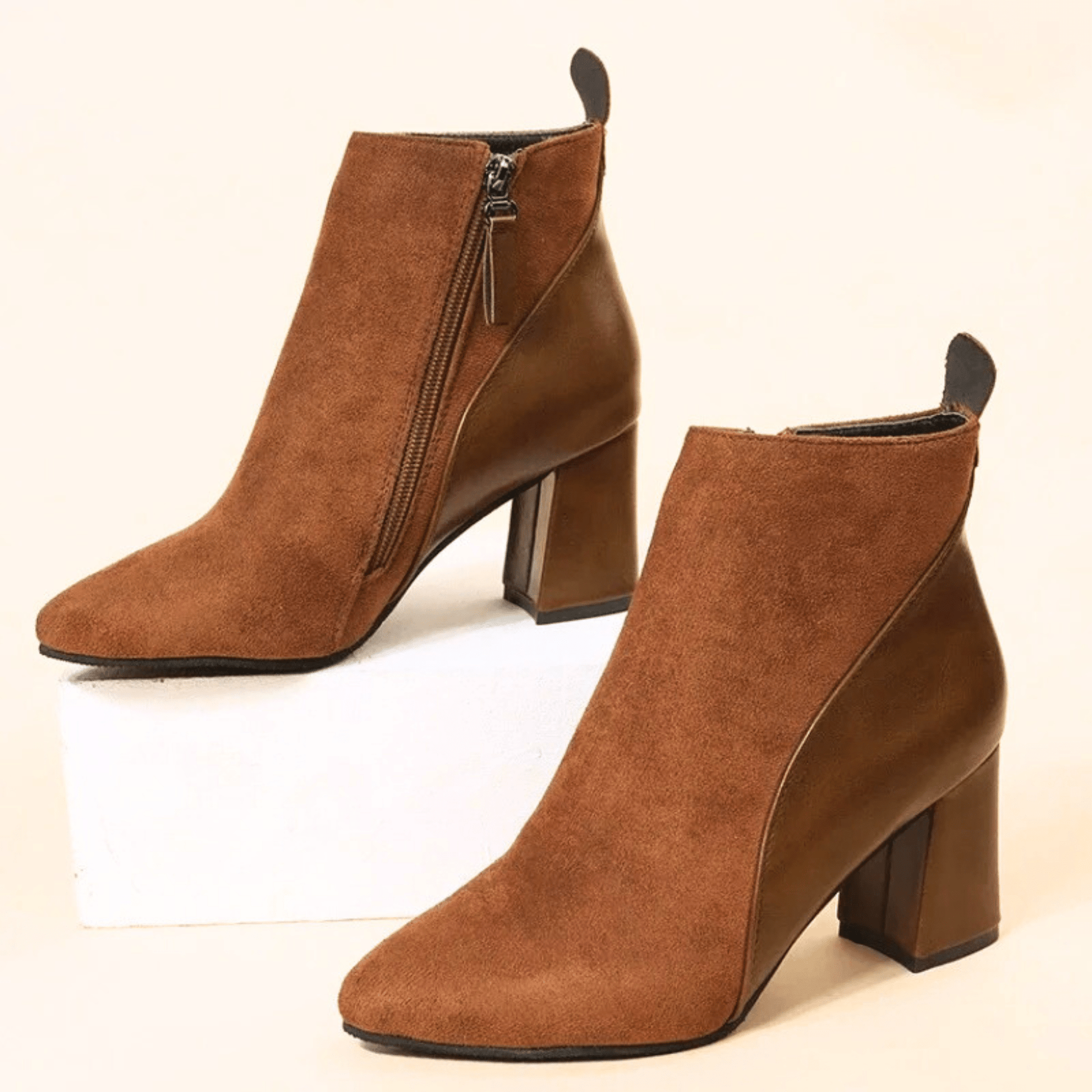 MODEGEIST Damen Ankle Boots Blockabsatz Schwarz