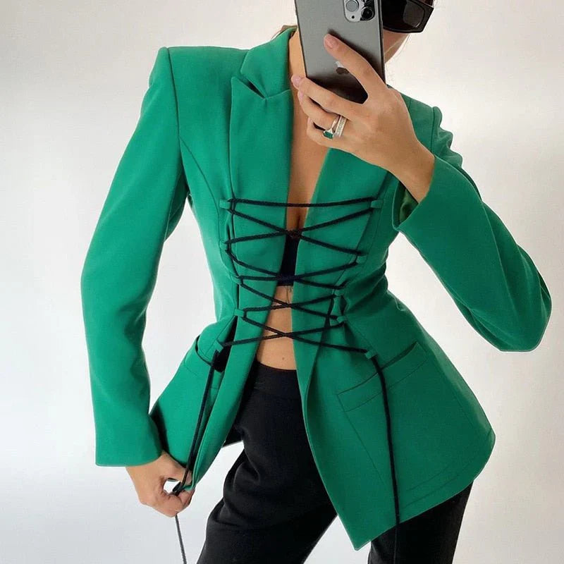 ModeGeist | Schnürblazer Armeltaschen Dünner Mantel