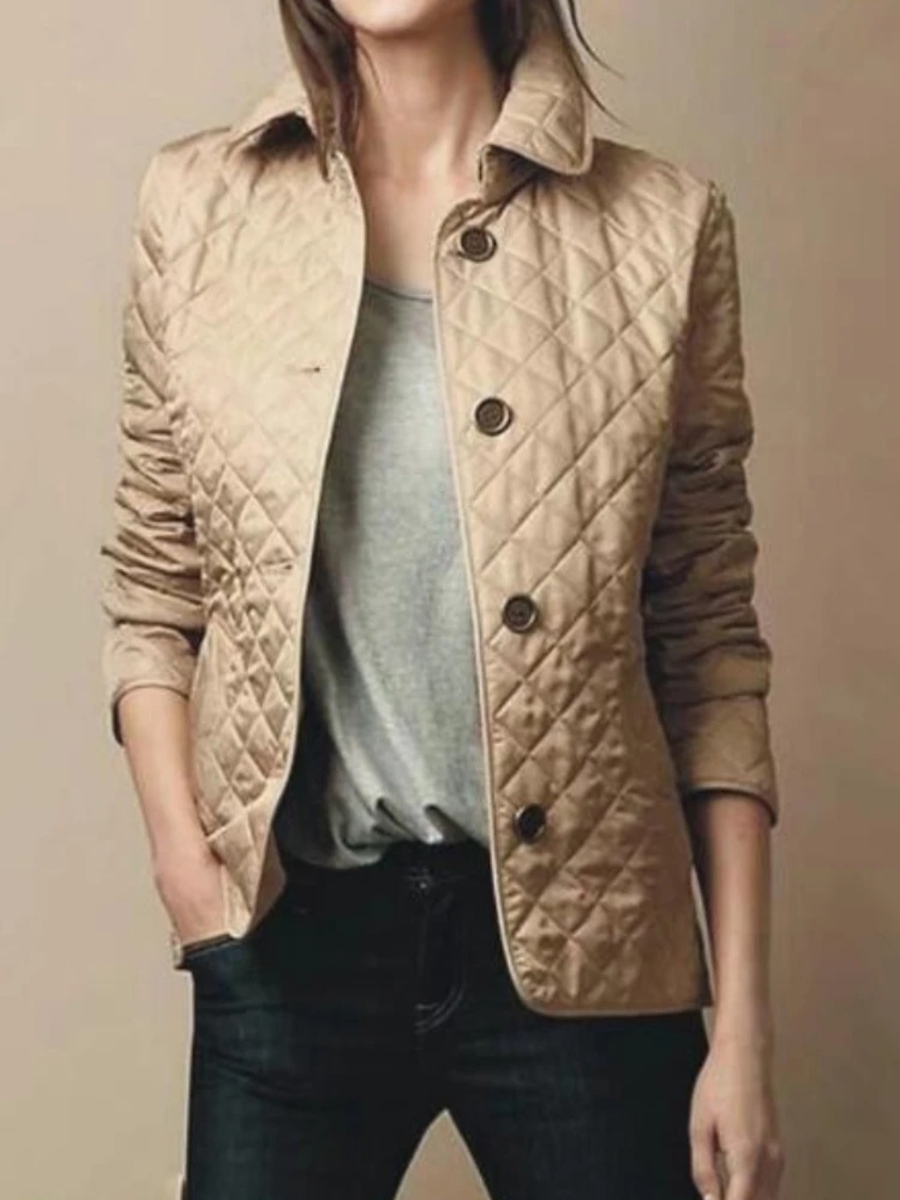 ModeGeist | Damen Freizeit Steppjacke mit umgeschlagenem Kragen