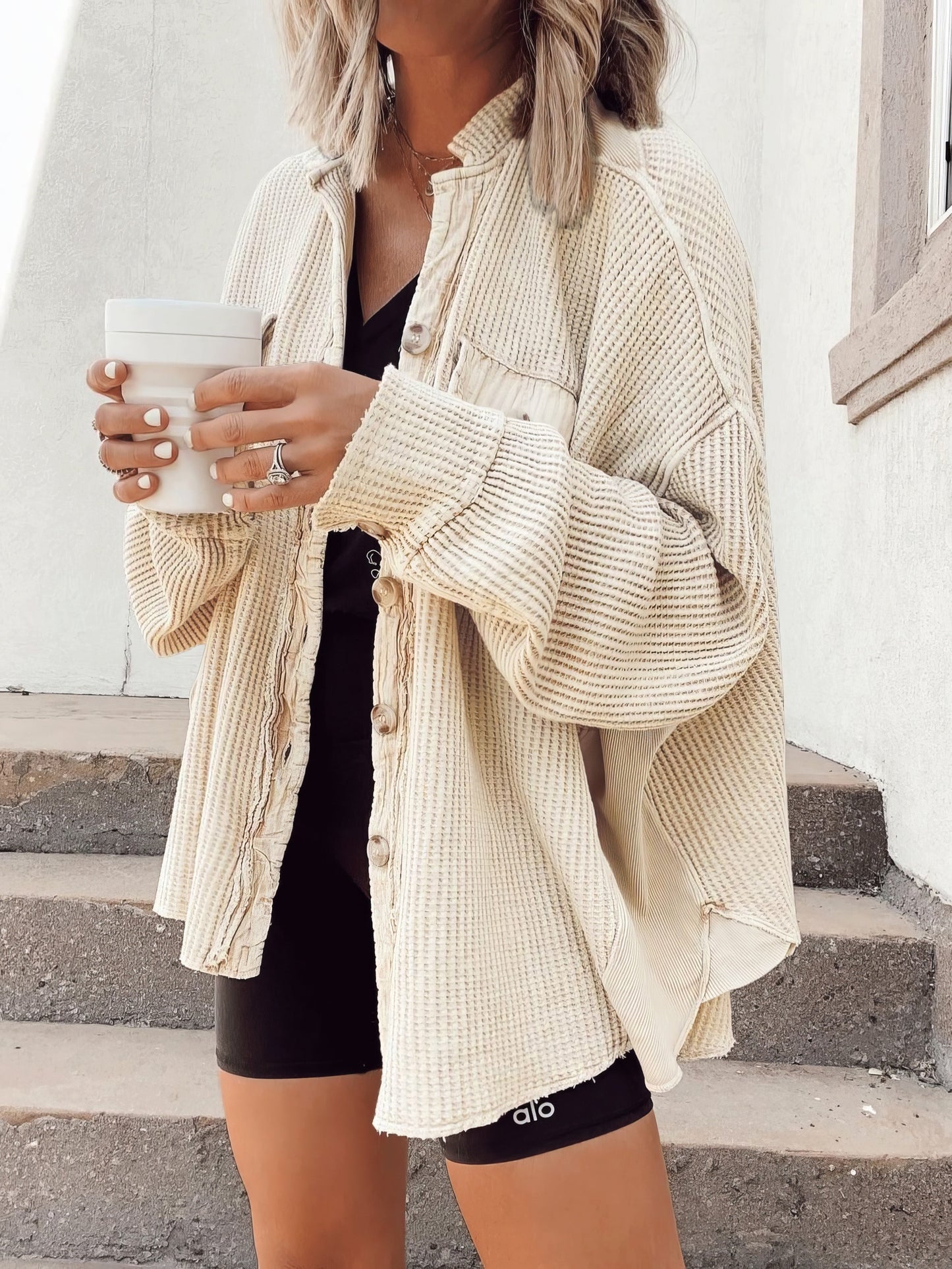 Langarmhemdjacke Xerxes mit Waffelknopf