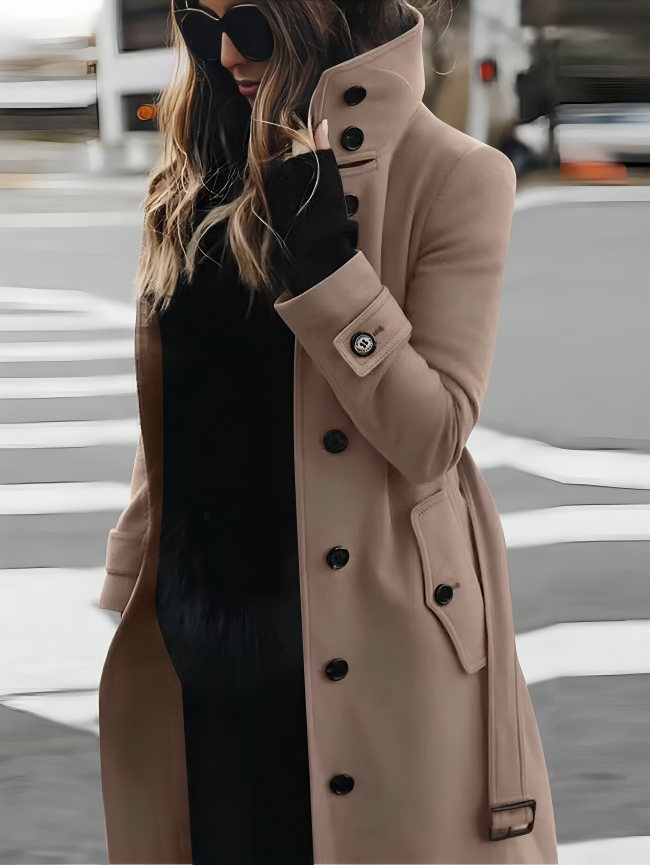 ModeGeist | Damen Slim-Fit Langarm Woll Wintermantel