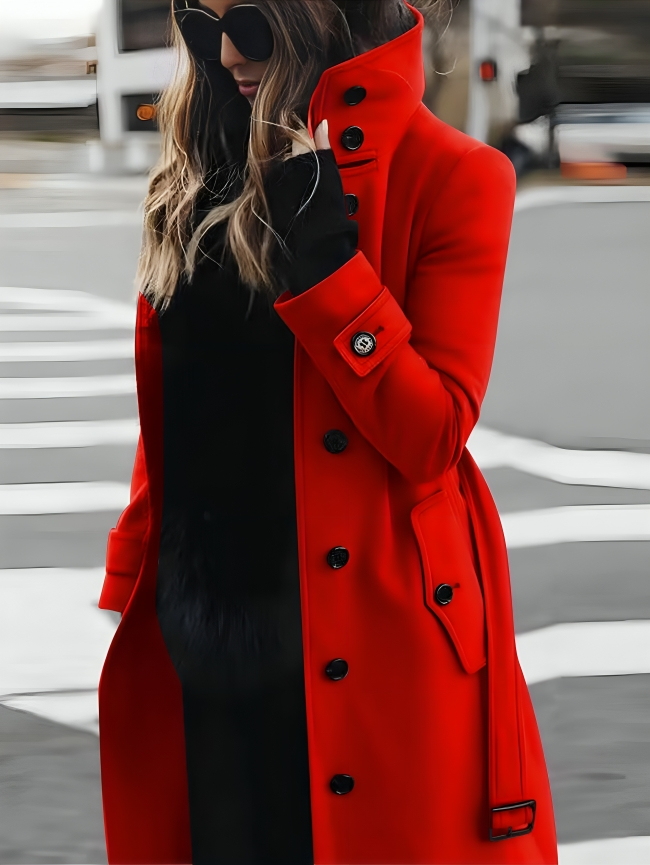 ModeGeist | Damen Slim-Fit Langarm Woll Wintermantel