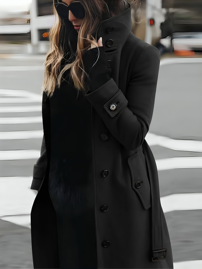 ModeGeist | Damen Slim-Fit Langarm Woll Wintermantel