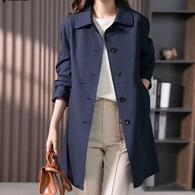 ModeGeist | Damen Stilvolle Ein-Knopf Kurze Trenchcoat