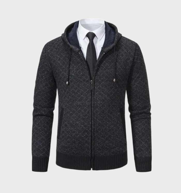 Klassische Argyle-Zipperjacke mit Kapuze für Herren