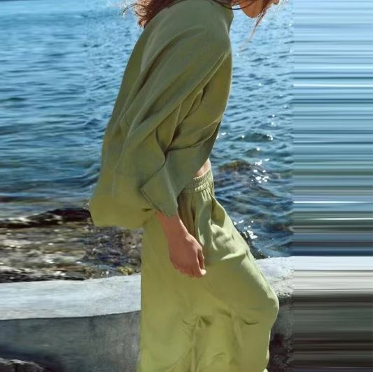 Eloise Langarm-Oberteil und Hose Set aus Seide und Baumwolle