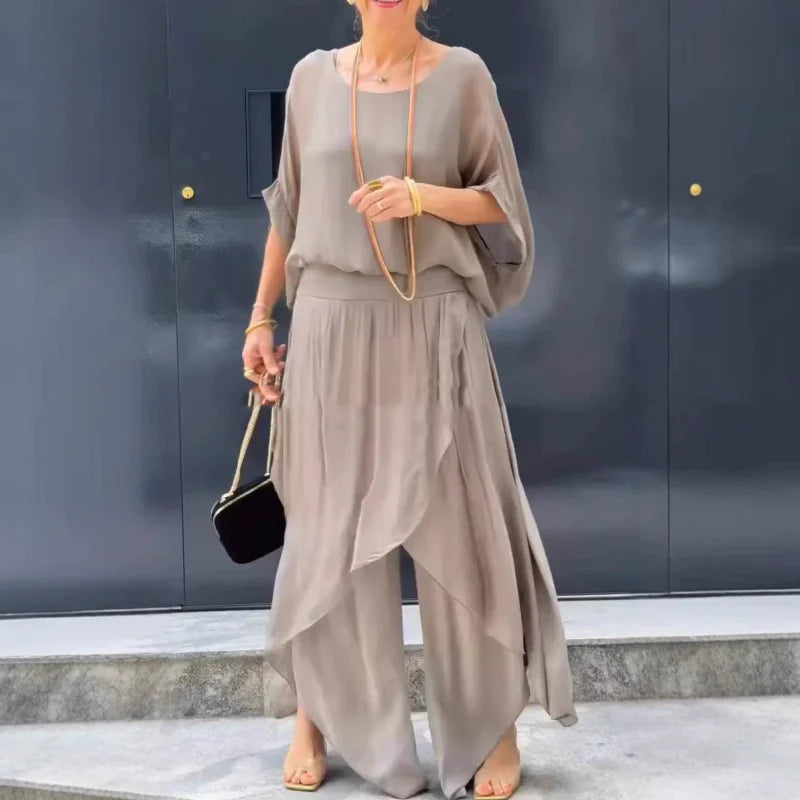 NADIRA:  Set mit asymmetrischer Bluse und Hose