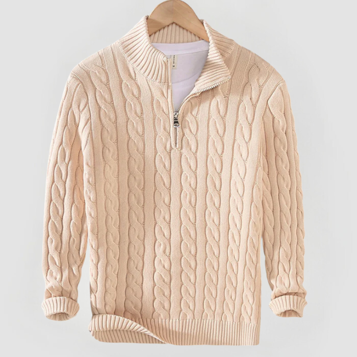 Liam Halbzip-Pullover mit Kabelstrick