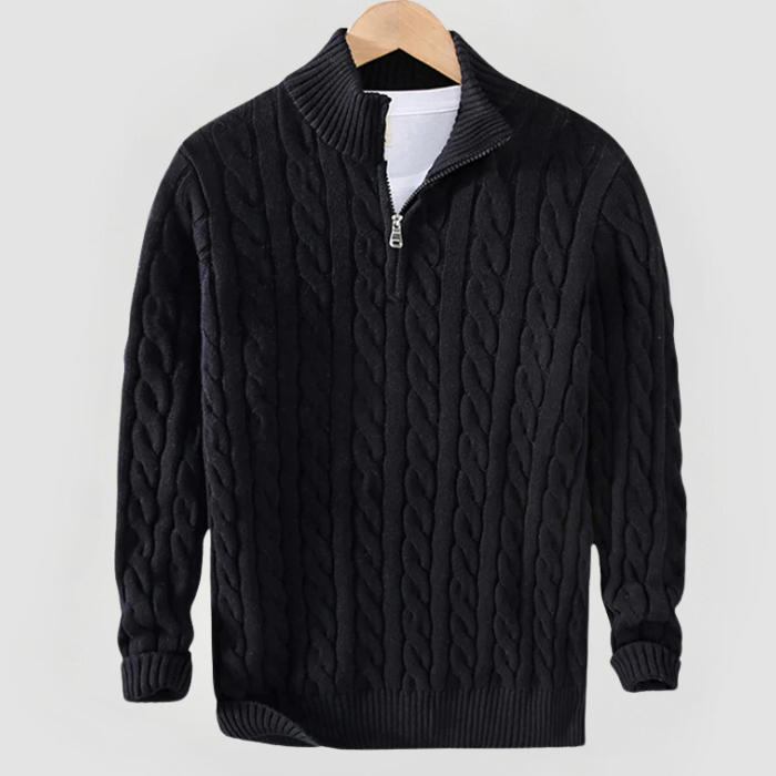 Liam Halbzip-Pullover mit Kabelstrick