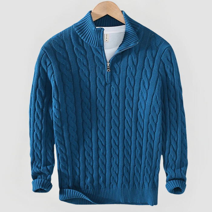 Liam Halbzip-Pullover mit Kabelstrick