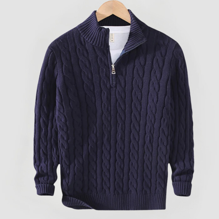 Liam Halbzip-Pullover mit Kabelstrick