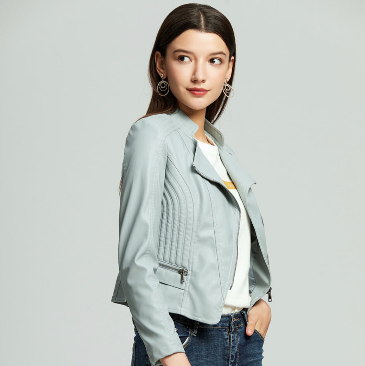 ModeGeist | Klassische Bikerjacke Kunstleder Zeitloses Design