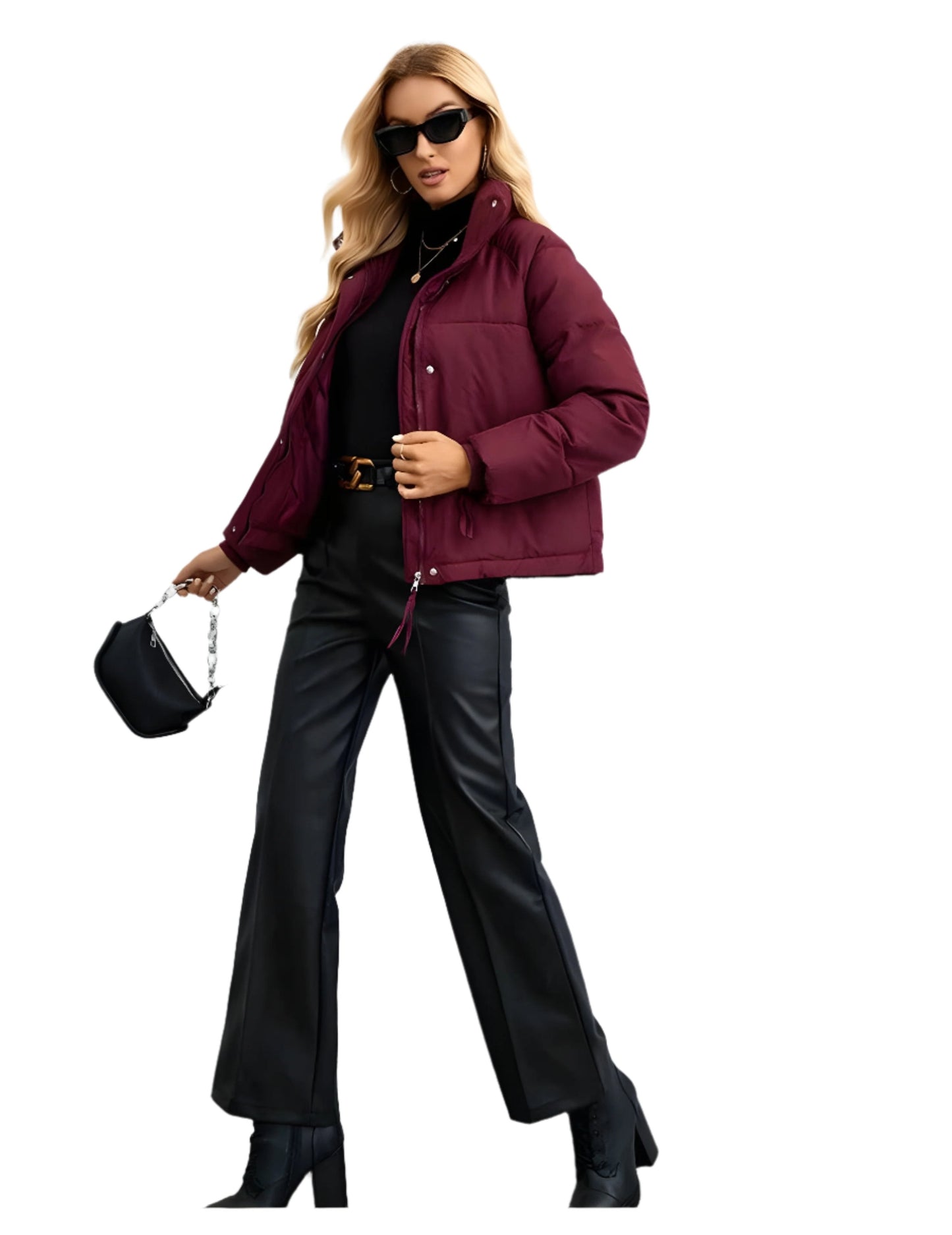 ModeGeist | Warme Damen Pufferjacke mit Reißverschluss und Hohem Kragen