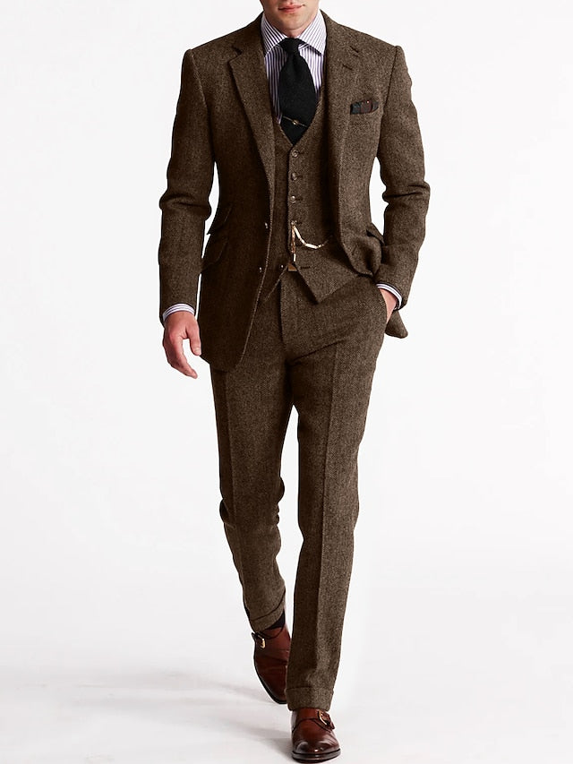 Klassische Tweed Herren Anzüge, dreiteilig