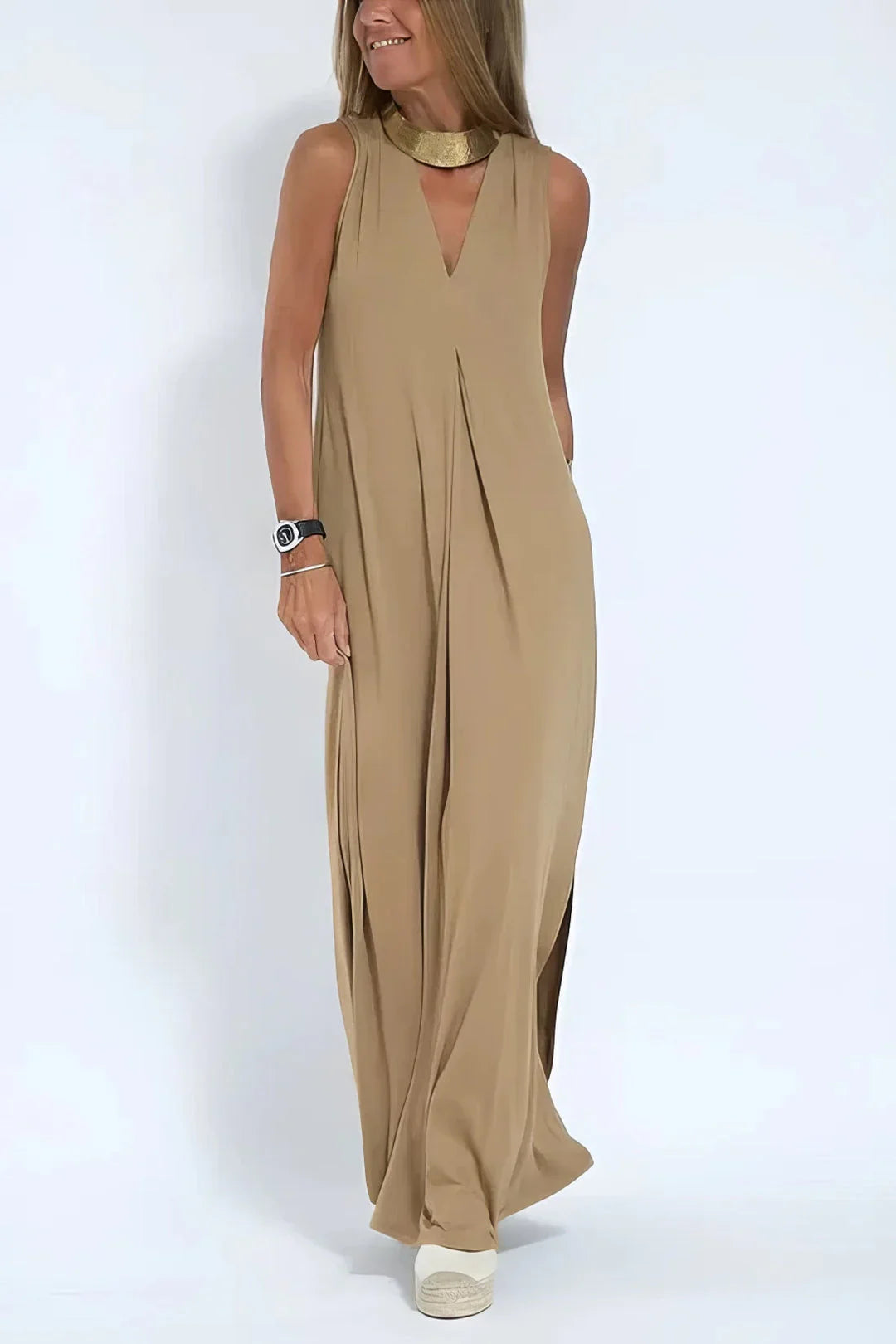 Elegantes langes Kleid mit Strickjacke - Florentiner Stil