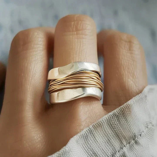 MODEGEIST Damen Ring Zweifarbig Silber Gold Ton