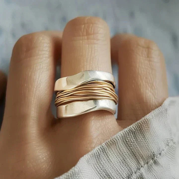 MODEGEIST Damen Ring Zweifarbig Modern Design