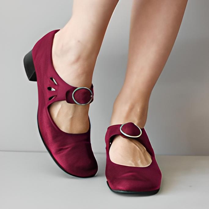 Leder-Keilsandalen mit Schnalle für Damen
